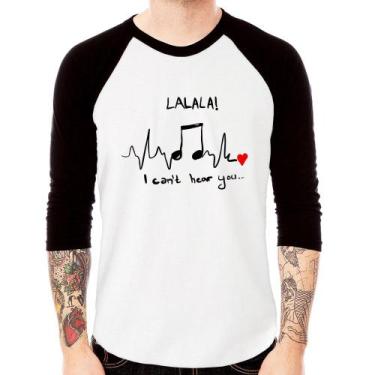 Imagem de Camiseta Raglan La La Lá Manga 3/4 - Foca na Moda, Branco, Preto, G
