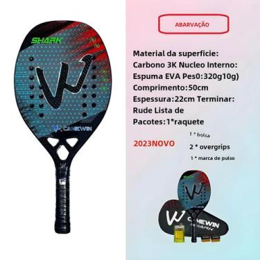 Imagem de Raquete de Tênis de Praia Camewin - Fibra de Carbono 3K - Superfície R