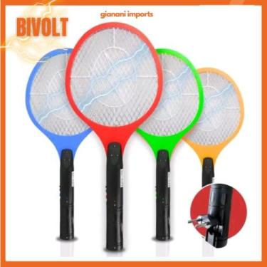 Imagem de Raquete Elétrica Recarregável Bivolt 110V 220V Mata Mosquitos - NoBran