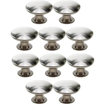 Imagem de Kit 10 Puxador Ponto 24mm Aço Escovado Para Gaveta - RENNA