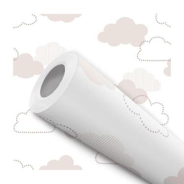 Imagem de Papel de Parede Adesivo Nuvem Bege Delicado Infantil Bebê Moderno Quar
