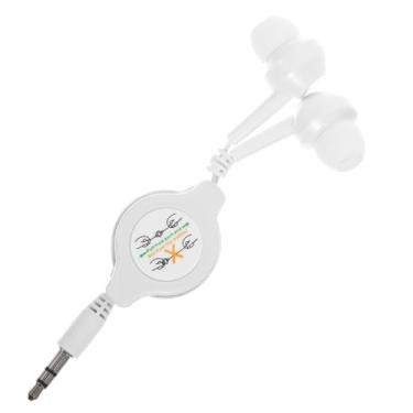 Imagem de ULTECHNOVO Fones de ouvido com fio, fones de ouvido telescópicos MP3 de tração dupla de 3,5 mm, fones de ouvido intra-auriculares para MP3 (branco)