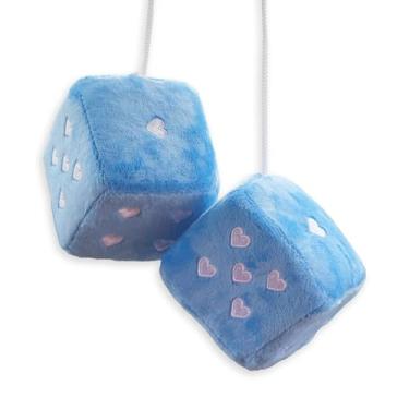 Imagem de Dados de pelúcia bordados vintage em forma de coração, par de enfeites de dados pendurados em forma de coração de 7,6 cm, acessórios vintage decorativos de carro novo para espelho retrovisor interior