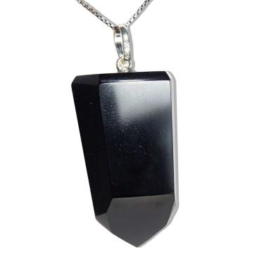 Imagem de Colar Pontinha Obsidiana Negra Pedra Natural Pino Prata 950