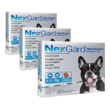 Imagem de 3 Nexgard Para Cães De 4,1 Á 10 Kg 9 Cp Antipulgas Kit