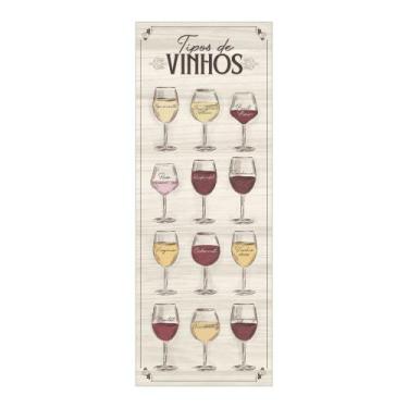 Imagem de Placa Decorativa Vertical Tipos de Vinho Adega Cozinha 15x40 - Estúdio