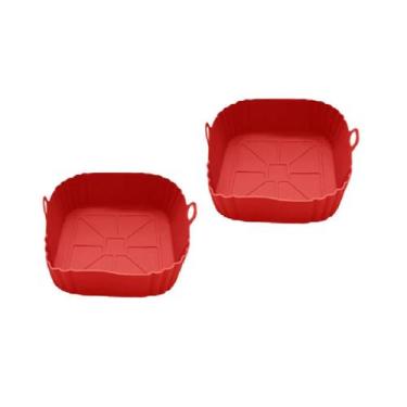 Imagem de Jogo com 2 Forros para Air Fryer 4L Quadrada Silicone Vermelho - UnyHo