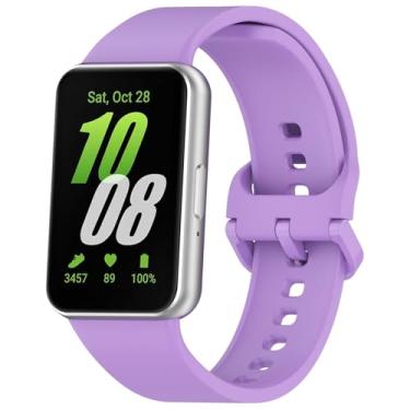 Imagem de Eiavike Pulseira esportiva de silicone para Samsung Galaxy Fit 3, pulseira de reposição ajustável para Galaxy Fit 3 SM-R390 feminino e masculino (roxa)