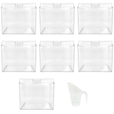 Imagem de Kit 7 Potes Acrílico Quadrado com Tampa 3,3l + Conchas 300ml - ExPote