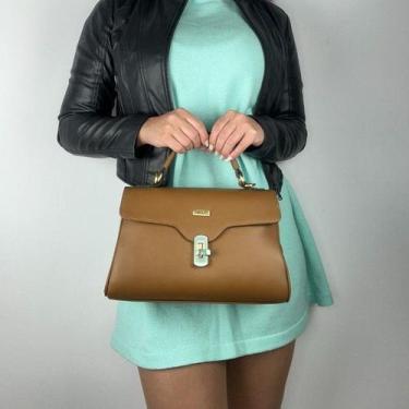 Imagem de Bolsa recuo em couro legítimo b.1081, Caramelo