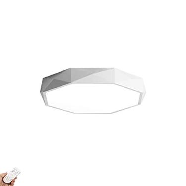 Imagem de Moderno LED regulável candeeiro de teto acessório com remoto branco metal Plafon LED teto Semi Flush interior Plafon LED teto para sala de estar quarto corredor - sem atenuação de auroras 30 cm