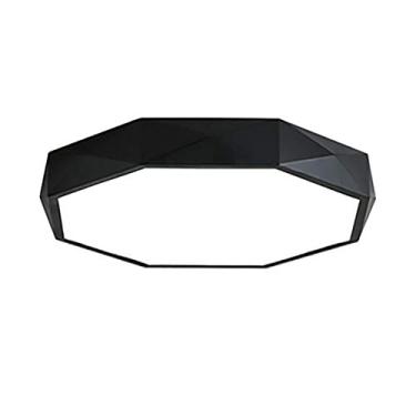 Imagem de Moderno LED candeeiro de teto acessório metal preto base com remoto Plafon LED teto Opalino sombra interior Plafon LED teto para sala de jantar corredor entrada casa - luz branca 50 cm