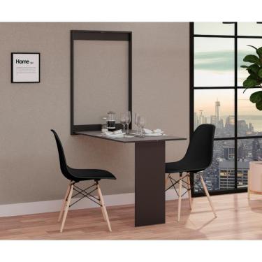 Imagem de Conjunto De Mesa Dobrável Retrátil 100cm Preta Com 2 Cadeiras Eiffel - Preto