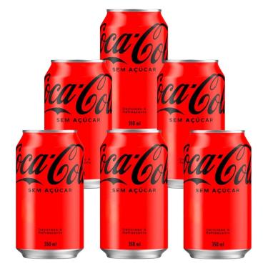 Imagem de Refrigerante Coca-Cola Zero Lata 350ml 6 Unidades