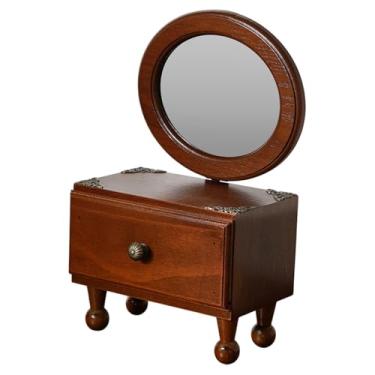 Imagem de WeiLaiKeQi Espelho de mesa espelho de banheiro espelho de barbear pequeno espelho de retro espelho de mesa de madeira para a sala de estar halloween, Oval