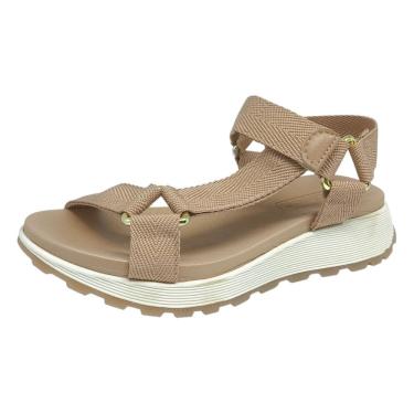 Imagem de Sandália Feminina Anabela Baixa Conforto Moderna Moleca