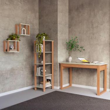 Imagem de Mesa Escritório com Estante e Nichos Dalla Costa 100% MDF - Pradel E, 