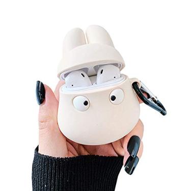 Imagem de ICI-Rencontrer Capa de fone de ouvido 3D fofa para cachorro Totoro Animals design criativo sem fio silicone macio antiarranhões à prova de choque com mosquetão compatível com Airpods 1 e 2, Cross-eyed Totoro