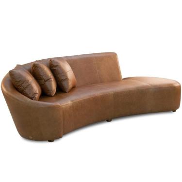 Imagem de Sofá 4 Lugares Com Puff Orgânico Sala Living 270cm Adam T03 Couro Cristal Marrom - Lyam Decor