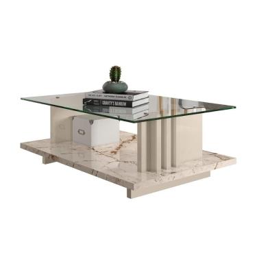 Imagem de Mesa De Centro Com Vidro Parma Calacata Off-white