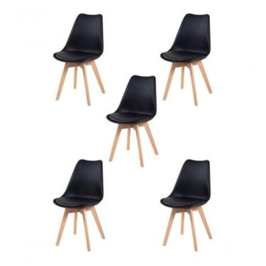 Imagem de Kit 5 Cadeiras Charles Eames Leda Saarinen Preta Preto