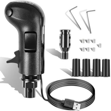 Imagem de Simulador de caminhão USB para ATS e ETS2 – Botão de câmbio de marchas de 18 velocidades com interruptor alto/baixo, aderência texturizada de couro premium, compatível com Logitech G25/G27/G29/G920 e