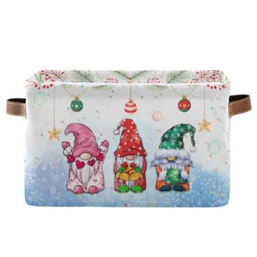 Imagem de XUWU Cesta De Armazenamento Gnomos Cubo Natal Organizador Bolsa Dobrável Prateleira Armário Cestas Com Alça Para Bebê Pano Brinquedo Estimação Livro 14,2 × 10,2 8,3 Pol.