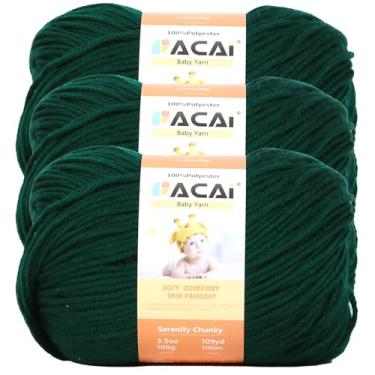 Imagem de Facai Fio Macio Para Bebês Tricô 100% Acrílico, 1,47 M, 110 Jardas Por Novelo, Perfeito Projetos De (3, Verde-Escuro)