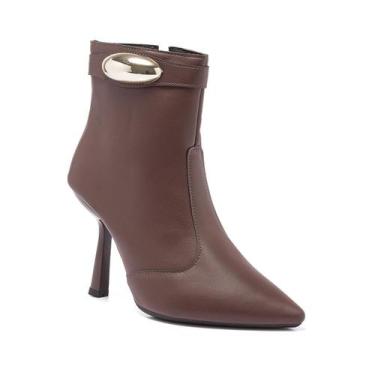 Imagem de Bota Feminina Cano Curto Bico Fino Salto Alto Lesma Elegante - Stessy 