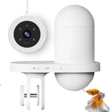 Imagem de Alimentador de Peixes Automático WiFi para Aquário com Ccâmera HD 2560 * 1440P, Alimentador de Peixes Automático Inteligente, Controle de Aplicativo, Temporizador, Carregamento USB