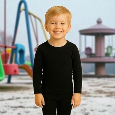 Imagem de Camiseta Blusa Térmica Segunda Pele Infantil Inverno Frio Unissex Peluciada Flanelada 1091-Unissex