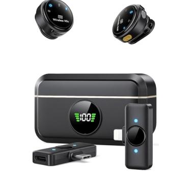 Imagem de Microfone Móvel Wireless Lapela Plug Play USB C Compatível Lightning para iPhone Android Condensador Omnidirecional Alcance 4.5m Gravação de Vídeo Podcast Vlog Qualidade 48kHz Noise Cancellation