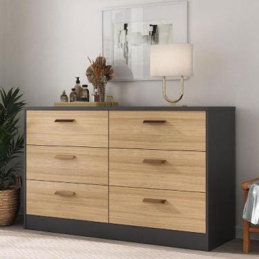 Imagem de Cômoda para Quarto Casal 140cm x 86cm com 6 Gavetas 100% MDF - Mambel 