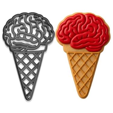Imagem de Cortador de biscoito de sorvete Brain Freeze - 10 x 5,8 cm, molde exclusivo de Halloween ou tema científico (cor aleatória)