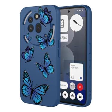 Imagem de HTXWXJC Capa para Nothing Phone 3a Pro, A059P à prova de choque flexível bumper TPU capas macias com estampa de borboleta para telefone 3a Pro borboleta azul