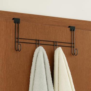 Imagem de Cabide para Porta com 4 Ganchos para Pendurar Toalha Roupas Bolsas e Acessórios Multiuso (1 UND) (Preto)