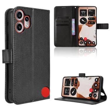 Imagem de Capa de couro compatível com Nothing CMF Phone 2 Pro, capa flip de couro PU compatível com Nothing CMF Phone 2 Pro, capa preta