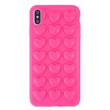 Imagem de DMaos Capa feminina compatível com iPhone XR 3D, coração bolha, kawaii, gel, fofa, feminina, para iPhone 10r 6,1 polegadas - rosa choque