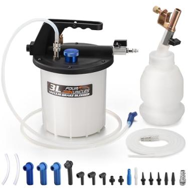 Imagem de FOUR UNCLES Kit de sangrador de freio 3L bomba pneumática de extrator de fluido de freio a vácuo com garrafa de recarga de 1L e adaptadores