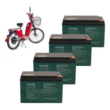 Imagem de Kit 4 Bateria Ciclo Profundo 12v 15ah Wide Bicicleta Elétrica