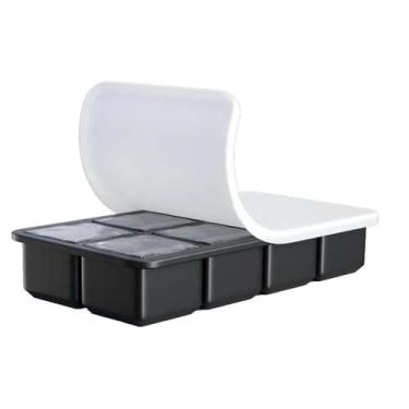 Imagem de Forma de Gelo Silicone Com Tampa 8 Cubos Grande - Genérico
