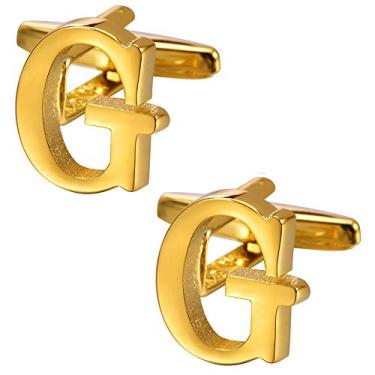 Imagem de Abotoaduras HAWSON masculinas banhadas a ouro para negócios, acessório de camisa de casamento Dourado