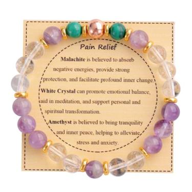Imagem de KSQS Pulseira De Contas Pedras Curativas Para Mulheres, Preciosas Naturais, Proteção E Equilíbrio, Cristal Espiritual, Alívio Da Ansiedade Com Cartão Significado (Nº 46)