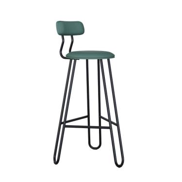 Imagem de Conjunto 4 Banquetas Alta Ginger Com Encosto Courino Urano Verde Sálvia