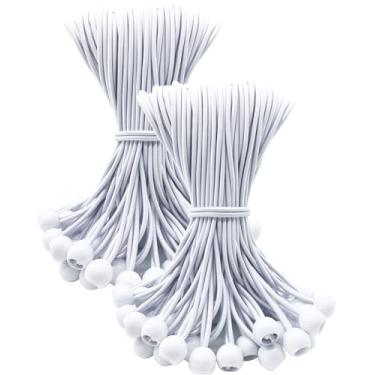 Imagem de WMZOBH Cabos elásticos esféricos 25,4 cm - 100 peças de cordas elásticas pequenas com bolas, mini bolas elásticas resistentes ao ar livre para lona, dossel, acampamento, postes de barraca (branco)