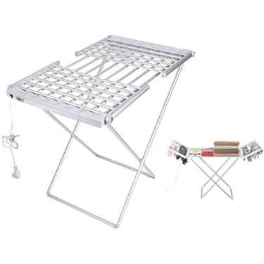 Imagem de Secador De Roupas Aquecido Elétrico De 220 W, Dobrável 18 Barras De Roupas Rack De Cavalo Grande Rack De Lavanderia De Roupas De Metal Para Interior E Exterior