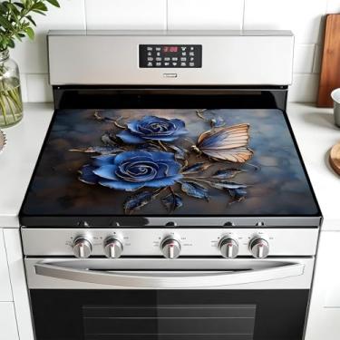 Imagem de AOHMPT Capa de fogão de silicone multidesign para fogões de vidro/elétricos - Tapete protetor resistente ao calor 3 em 1, escorredor antiderrapante 71 x 50 cm