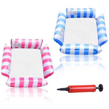 Imagem de CDDCWZ Pacote com 2 boias infláveis para piscina, rede de água tamanho adulto, cadeira de malha flutuante 4 em 1 para adultos para férias, diversão e descanso, eventos de verão, festas na piscina