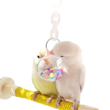 Imagem de Brinquedos de mastigar para pendurar papagaios, bola transparente de acrílico colorido para papagaios pequenos e médios, conure, periquito, calopsita, periquitos, acessórios de gaiola de pássaros (1
