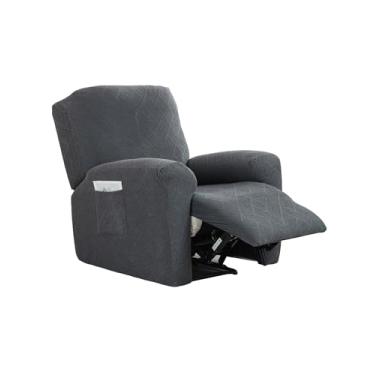 Imagem de CRFATOP Capas reclináveis de jacquard com braços 4 peças Lazyboy capa de cadeira reclinável antiderrapante para cadeira reclinável com bolsos de armazenamento, protetor de móveis para sala de estar